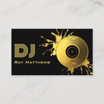 abstract black gold music disc dj business card