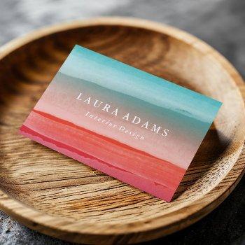 abstract brushstrokes red turquoise business card