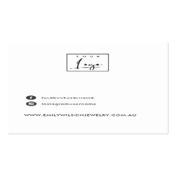 Small Abstract Ceramic Black White Stud Earring Display Business Card Back View