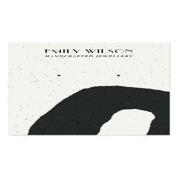 Small Abstract Ceramic Black White Stud Earring Display Business Card Front View