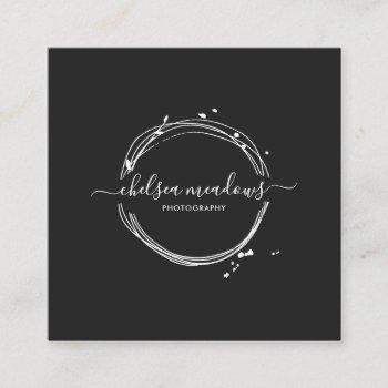 abstract circle logo | signature wreath square business card