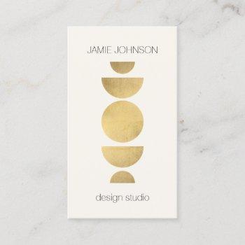 abstract moon phases geometric art gold/ivory business card