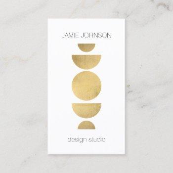 abstract moon phases geometric art gold/white business card