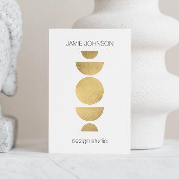 abstract moon phases geometric art gold/white business card