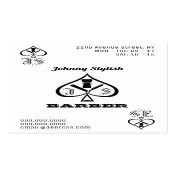 Small Ace Of Barbers Black And White Business Card Front View