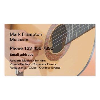 Small Acoustic Guitar Musician Business Card Front View