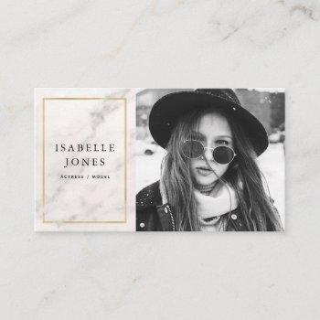 actor model white marble photo business card
