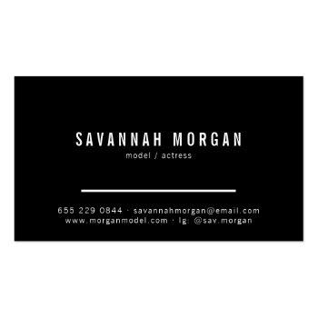 Small Actor Models Dancer Photo Modern Black Typography Business Card Back View