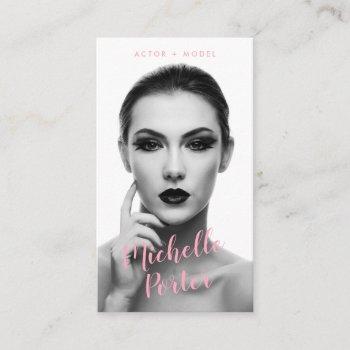 actor models headshot black and white photo modern business card