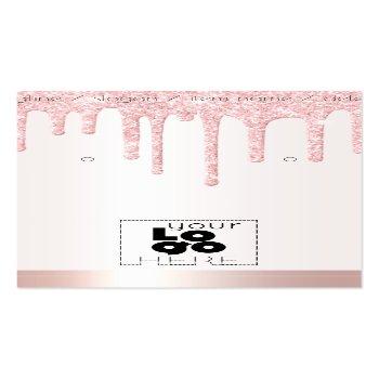 Small Add A Logo Pink Glitter Drips Earring Display Card Front View