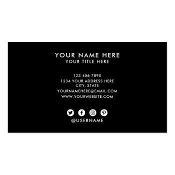 Small Add Your Custom Logo Circle Professional Black Business Card Back View