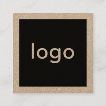add your logo handmade rustic brown kraft paper square business card