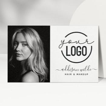 add your logo modern minimalist photo white busine business card