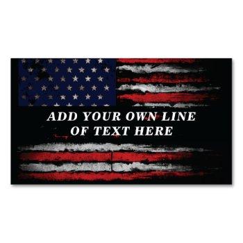 add your own text on grunge american flag business card magnet