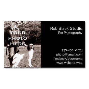 add your photo simple black with white text business card magnet
