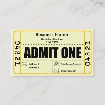 admit one business card