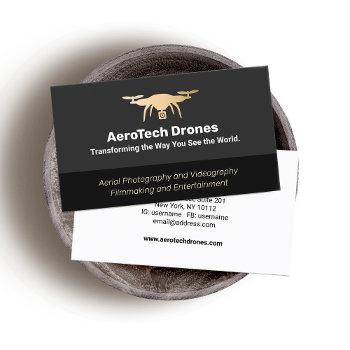 Small Aerial Drone Photography And Videography Service Business Card Front View
