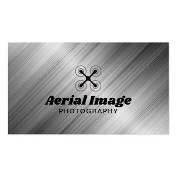 Small Aerial Drone Photography Professional Metal Business Card Front View