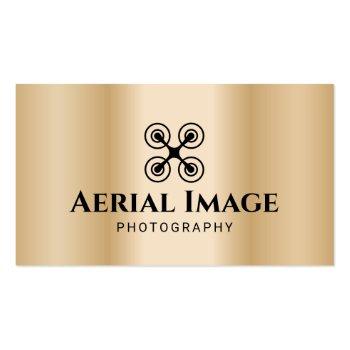 Small Aerial Video & Photography Drone Service Gold Business Card Front View