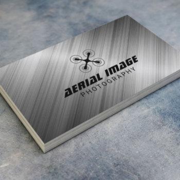aerial video & photography drone service metal business card