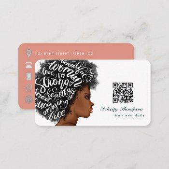 african american hairdresser qr code business card