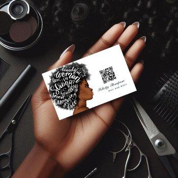 african american hairdresser qr code business card