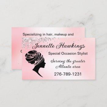 african woman silhouette pink   business card