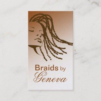 afrocentric braids hair stylist - metallic gold business card