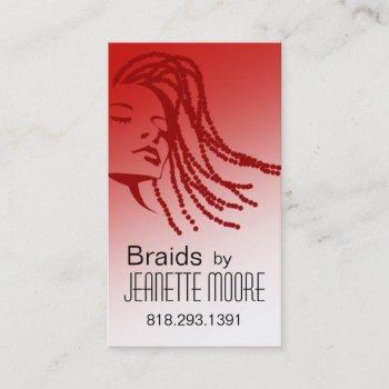afrocentric braids hair stylist - red business card