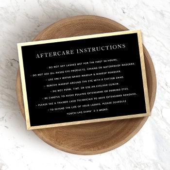 aftercare for lash extensions black gold frame business card