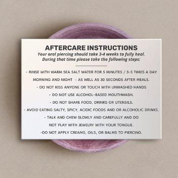 aftercare for lip, tongue and cheek piercing  busi business card