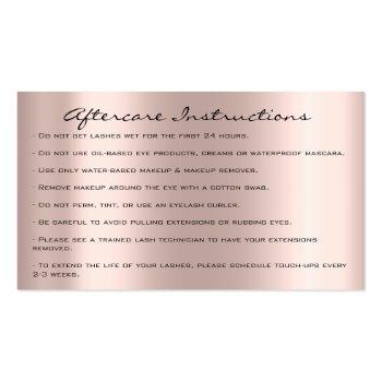 Small Aftercare Instructions Lash Rose Gold Drips Vip Business Card Back View