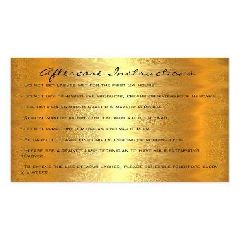 Small Aftercare Instructions Lashes Lux Gold Drips Vip Business Card Back View