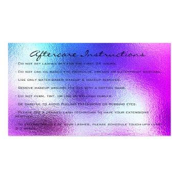 Small Aftercare Instructions Lashes Pink Drip Royal Business Card Back View