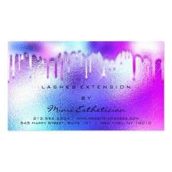 Small Aftercare Instructions Lashes Pink Drip Royal Business Card Front View