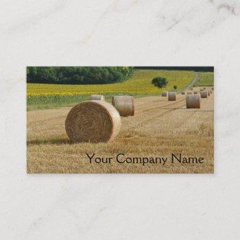 agricultural straw bales in a field business card