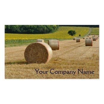 Small Agricultural Straw Bales In A Field Business Card Front View
