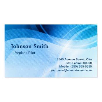 Small Airplane Pilot - Modern Blue Creative Business Card Front View