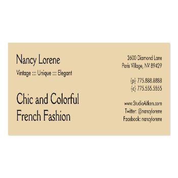 Small Alcina, French Art Deco Lady: Whimsical Summer Mini Business Card Back View