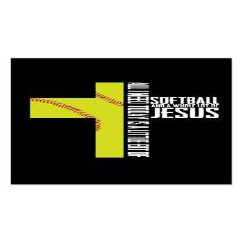 Small All I Need Is Softball And Jesus Gift Business Card Front View