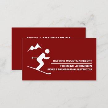 alpine skier, skier & snowboarder instructor business card