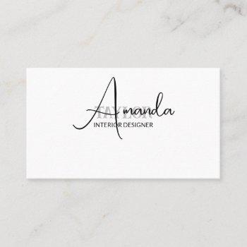 amanda taylor, minimalist clean business card