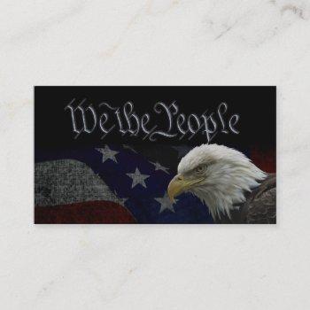 american bald eagle on flag business card