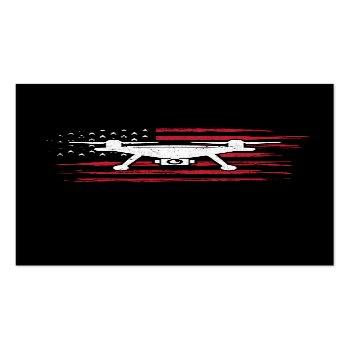 Small American Flag Drone Pilot Usa Drone Operator Business Card Front View
