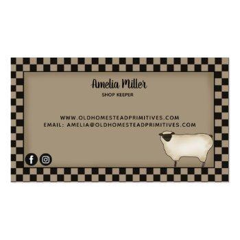 Small Americana Saltbox Primitive Country Rustic  Business Card Back View