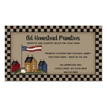 Small Americana Saltbox Primitive Country Rustic  Business Card Front View