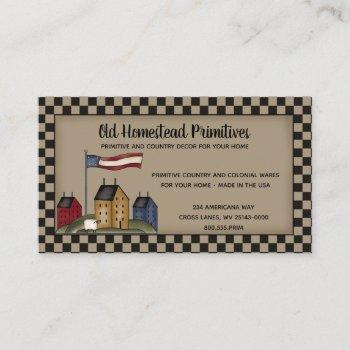 americana saltbox primitive country rustic  business card