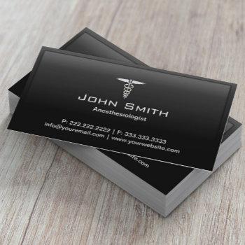 anesthesiologist professional black frame medical business card