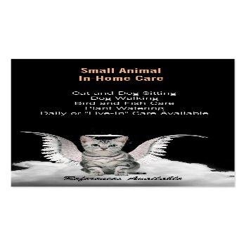 Small Angel Cat And Dog Pet Sitting Services Business Card Back View