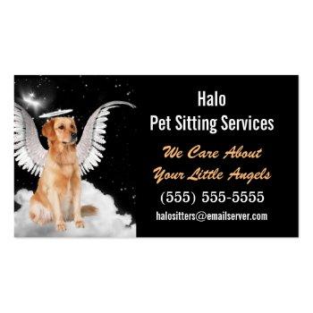 Small Angel Cat And Dog Pet Sitting Services Business Card Front View